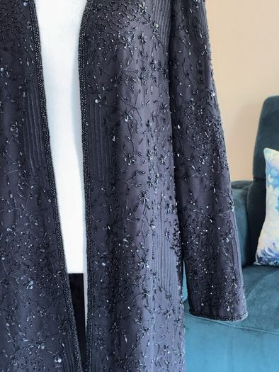 Elegant Black Sequins long Blazer. Size Medium UK 10-12 / EU 38-40
