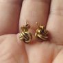 Vintage knot earrings made of 925 sterling silver with gold plating. Image 2
