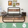 King Size Bed Metal Platform Bed Frame with Wood Headboard, Image 8