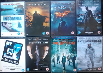 Christopher Nolan DVD Collection- Batman Begins, Dark Knight, Interstellar, Memento, etc
