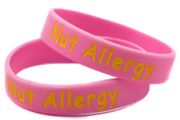 Free post! Medical silicone wristband for kids nut allergy alert wristband