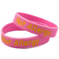 Free post! Medical silicone wristband for kids nut allergy alert wristband
