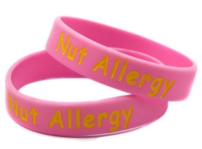 Free post! Medical silicone wristband for kids nut allergy alert wristband