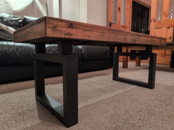 RusticI Industrial Coffee Table - Solid Reclaimed Wood & Steel Legs