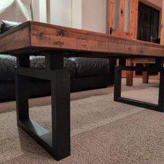 RusticI Industrial Coffee Table - Solid Reclaimed Wood & Steel Legs