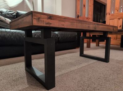 RusticI Industrial Coffee Table - Solid Reclaimed Wood & Steel Legs