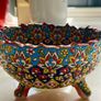 Handmade antique Enamel Ceramic Serving Bowl Image 2