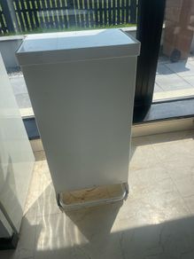 White Commercial Pedal Operated Enclosed Rubbish Bag Holder - Can Deliver