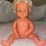 Vintage 1970s Palitoy Tiny Tears  Doll  with topknot 16h 3/4 eye. Image 8