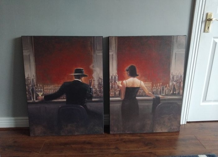 Set of beautiful bar scene canvases
