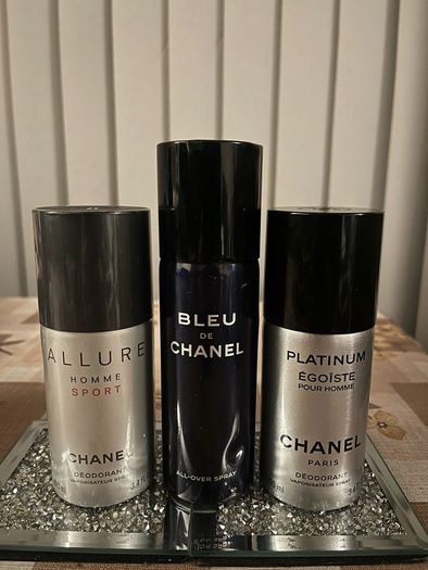 3x Chanel Men's Deodorants (Allure Sport, Bleu, Platinum