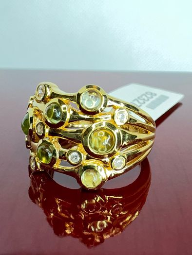 Silver Peridot & White Zircon "Waves of Renewal Ring