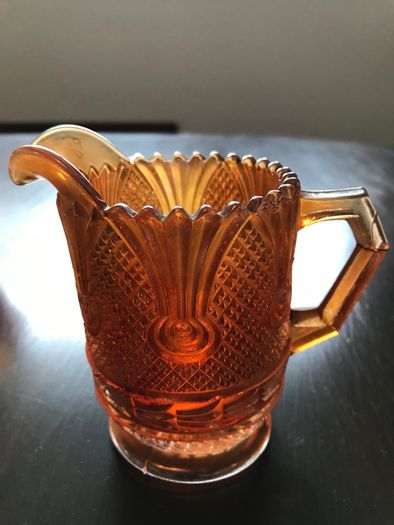 Vintage Depression Orange Fluted bowl and Jug