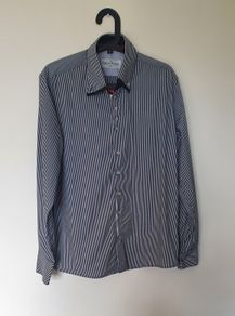 vintage the springfields 1922 long sleeve shirt size xl-large black/white pin stripes