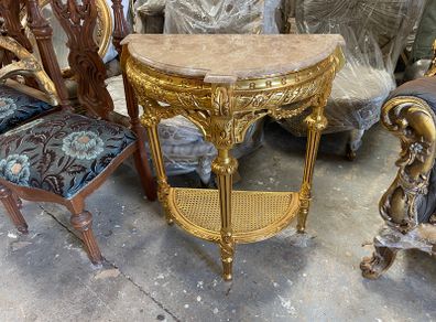Carved wood gilt console table