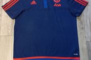 Official Manchester United Adidas Aon Polo Shirt Navy Red