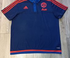 Official Manchester United Adidas Aon Polo Shirt Navy Red