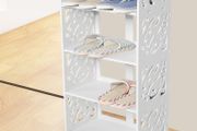 BRAND NEW 4 Tiers Hollow Out Shoe Rack Stand Storage Organiser Shelf - White