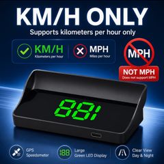 Car HUD head-up display, Km  W2 windshield speedometer projector with speed display and overspeed alert, automatic light sensor, mile/kilometer speed display, USB plug and play, suitable for all car models,