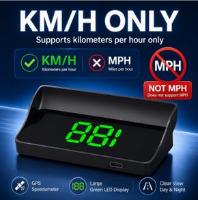 Car HUD head-up display, Km  W2 windshield speedometer projector with speed display and overspeed alert, automatic light sensor, mile/kilometer speed display, USB plug and play, suitable for all car models,