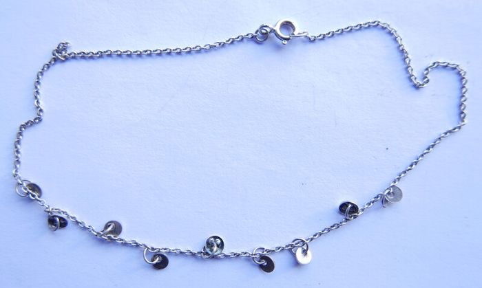 Vintage Sterling Silver925 Disc Charm Anklet Bracelet length 10" - 1,6g
