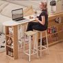 Bar Stools Square Base Set of 2, Tall Breakfast Bar Stools with Footrest for Kitchen, Industrial Style, for Dining Room, Party Room, 29.5 x 29.5 x 70CM Image 7