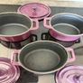 Three Unused Purple Iron Enamel Mini Casseroles Image 4