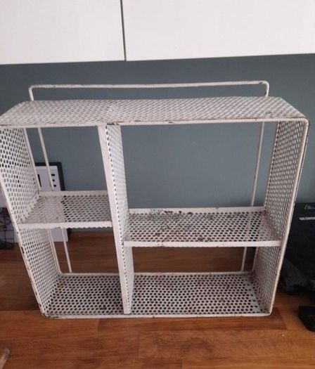 industrial metal wall shelf white distressed