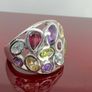 Silver African Amethyst & Multi-Gemstone Cluster Ring Image 6