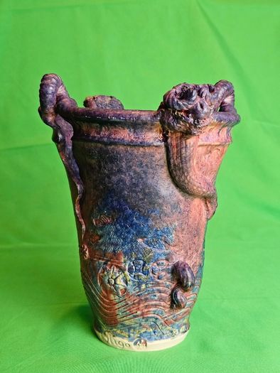 Michael Kennedy Sligo Studio Pottery Vase , Irish Ceramic Art, Ram Horn Handles