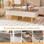 Coffee Table - 3-Partition Industrial Tables, Pull-Out Drawer, Stable Metal Frame & Hidden Storage, Centre Table for Living Room, Small Space, Home Office Image 4