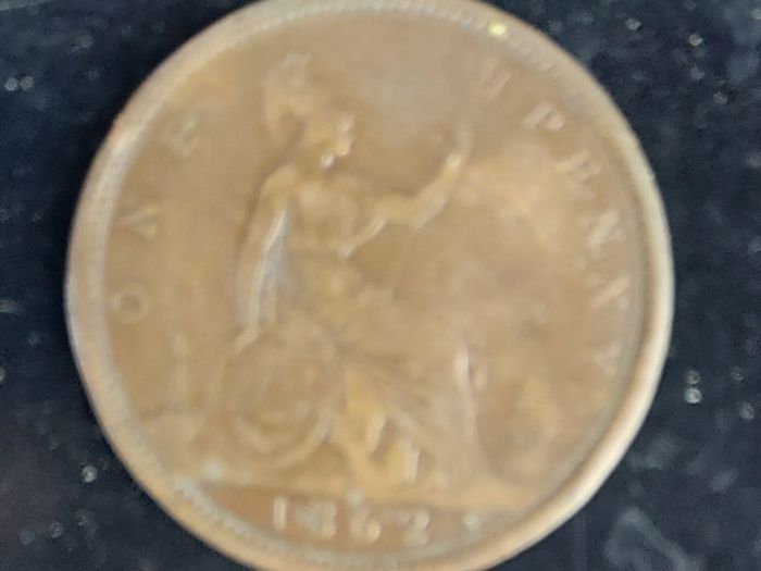 England  1862  Victoria One Penny Coin E.F condition