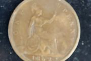 England  1862  Victoria One Penny Coin E.F condition