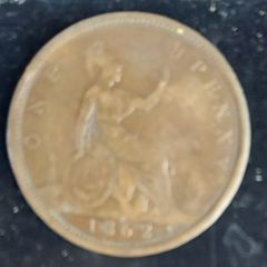 England  1862  Victoria One Penny Coin E.F condition