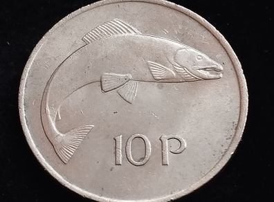 Ireland - 1969 - 10 Pence - Salmon - High Grade - KM.23 - [2202]