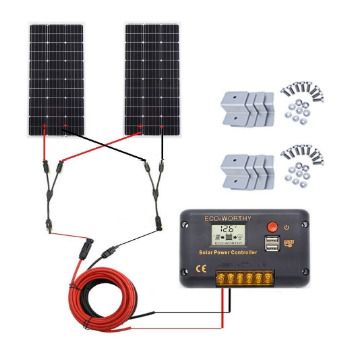 200W, 12V Solar Panel Kit with 20 A Solar Charge Controller and 5 m Solar Cable and Z Mounts for RV Boat Motor-home