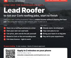 Lead Roofer Cork own van, has run jobs or a crew