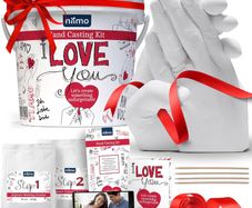 'I Love You' Couples Hand Casting Kit - Fun & Skin-Safe Hand Moulding Kit Couple, Personalised Gifts for Her & Him, with Gift Card