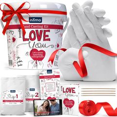 'I Love You' Couples Hand Casting Kit - Fun & Skin-Safe Hand Moulding Kit Couple, Personalised Gifts for Her & Him, with Gift Card