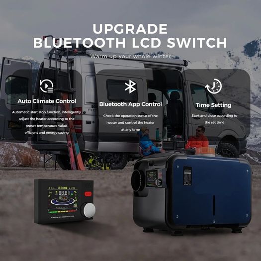 12V 24V 8KW Diesel Air Heater with Bluetooth App Remote Control for Car RV Van and Camping