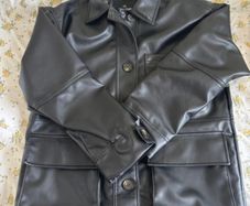 Black faux leather oversized jacket