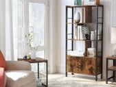 Bookcase with 4 Open Shelves, Spacious Living Room Cabinet, Kitchen, Office, Sturdy Steel Frame, Industrial Design, Vintage Brown/Black