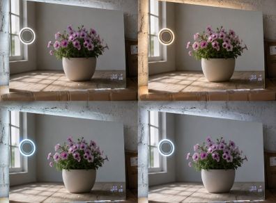 LED Bathroom Mirror Antifog Wi- Fi Weather Station Makeup Cosmetic