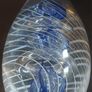 Fabulous Vintage Retro Large Art Glass Hand-Blown Teardrop Ovoid-Shaped  Paperweight with a Stunning Intricate Pattern in Blue, Clear and Opaque White Glass Image 8