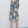 Zara floral midi dress blue and white S Image 8