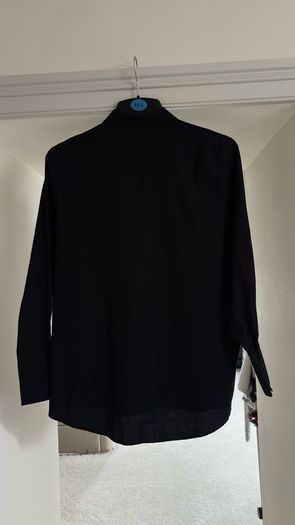 Classic Black Long Sleeve Button-Down Shirt - Size S/M