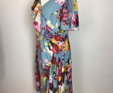 SIMPLY BE Ladies floral one shoulder midi dress size 16 includes postage