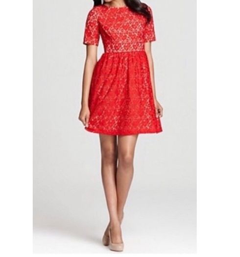 Beautiful red lace occasion wear dress - Adrianna Papell