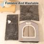 Foldable Dog House Kennel Bed | Enclosed Warm Plush Sleeping Nest Bed with Removable Cushion | Plush Pet House Dog Cat Kennel with Removable Cushion Suitable for Small and Medium-Sized Dogs Image 4