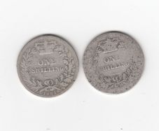 Victoria 2 x 1/-, 92.5% Silver  Coins (no.374)